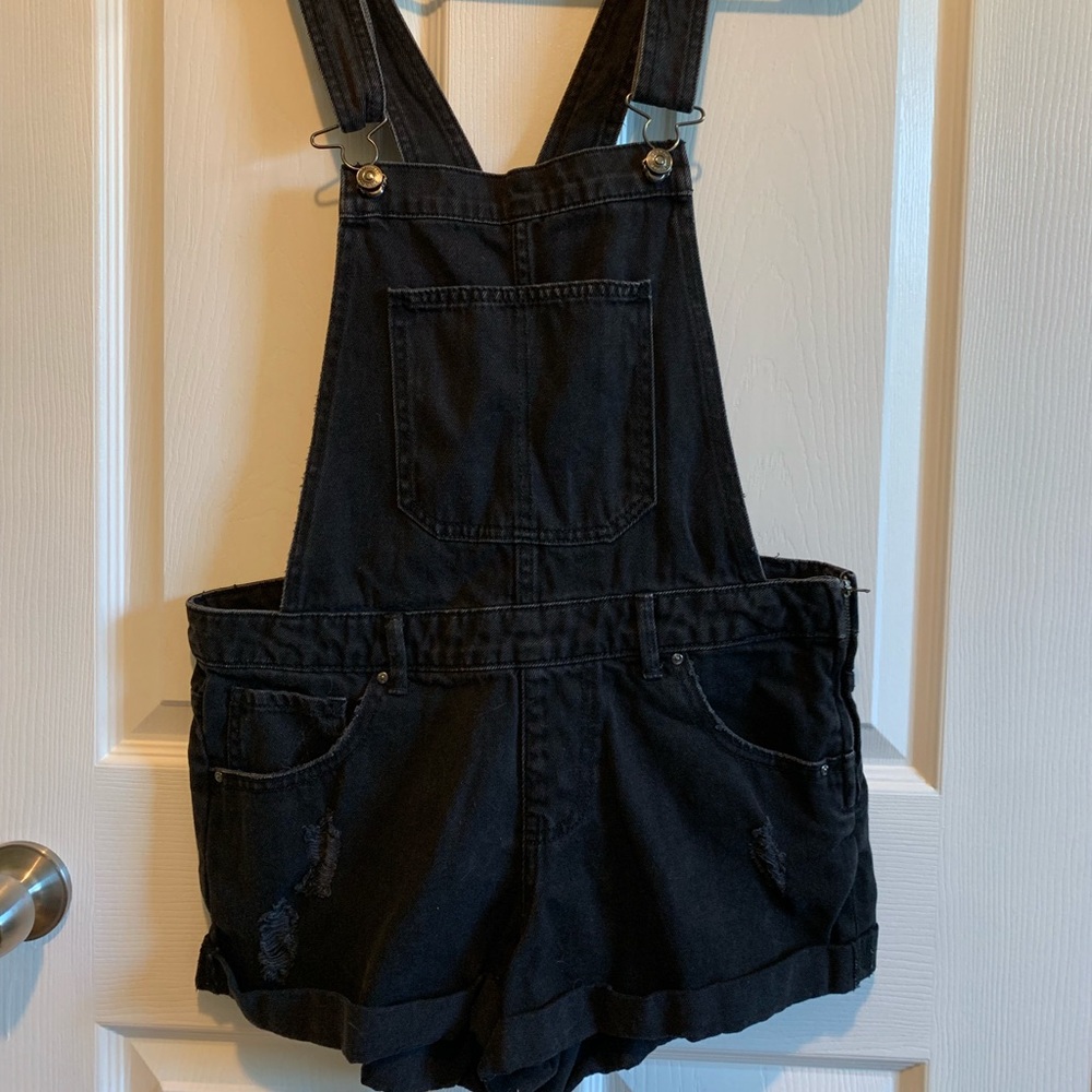 Black overall shorts